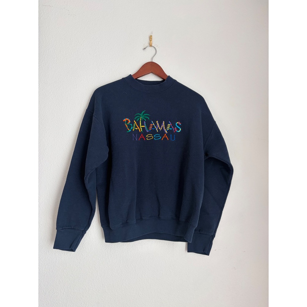 Fruit of the Loom Bahamas Nassau Embroidered Sweatshirt Navy Blue Size L